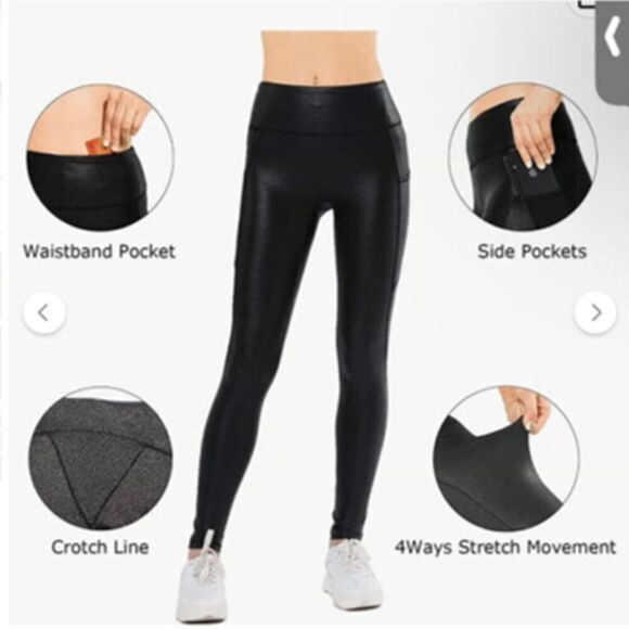 Retro Gong Black Shiny Leather leggings in M - Picture 12 of 13